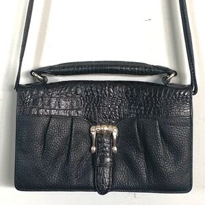 Brighton Black Crossbody Leather Croc Wallet Small Purse Top Handle Clutch